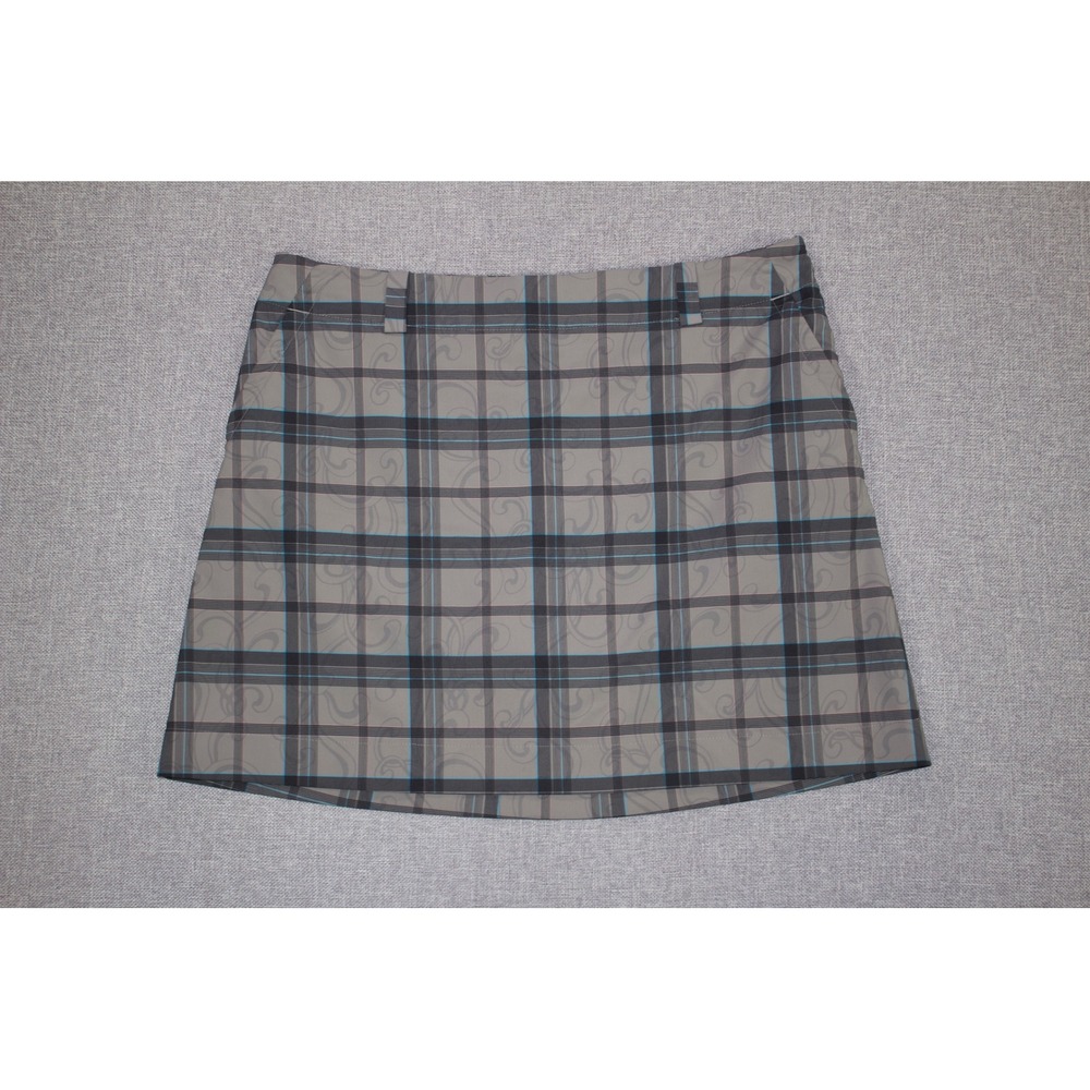 Nike Golf Skort Dri-FIT Women 14 Gray Plaid Paisley Performance Activewear